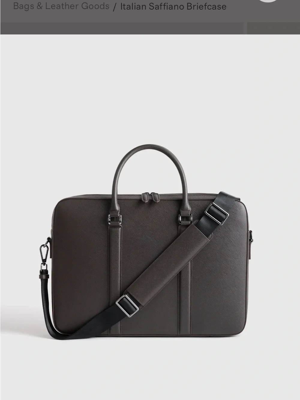 Saffiano Leather Briefcase - Dark Brown
